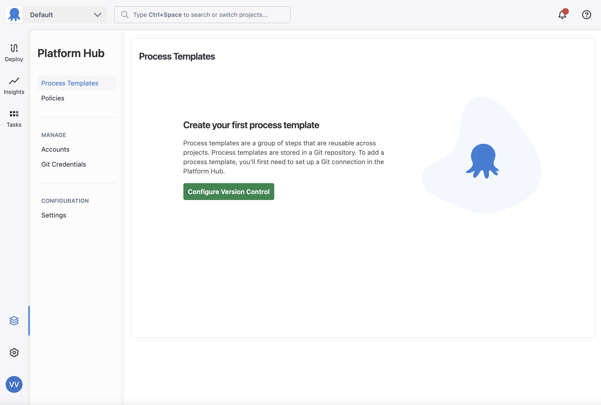 The overview page for Platform Hub