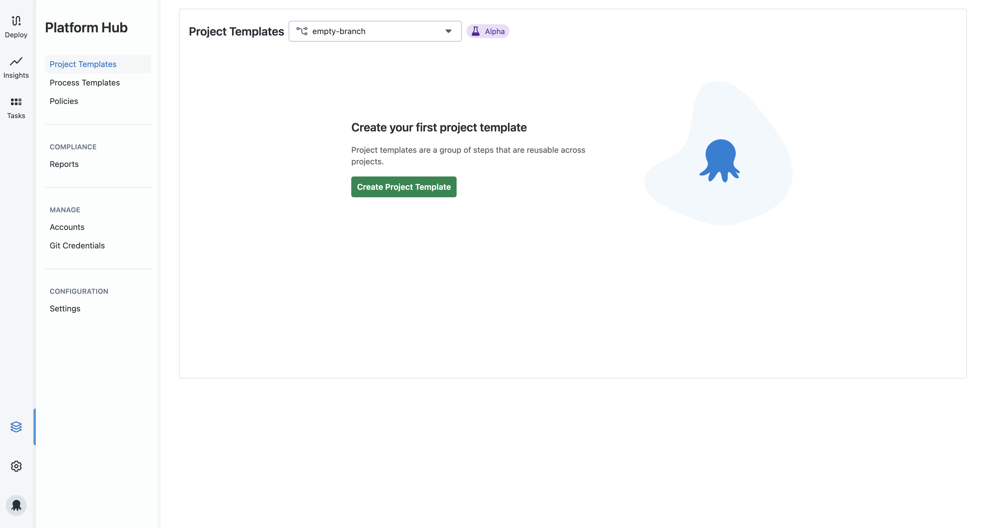 Project templates page