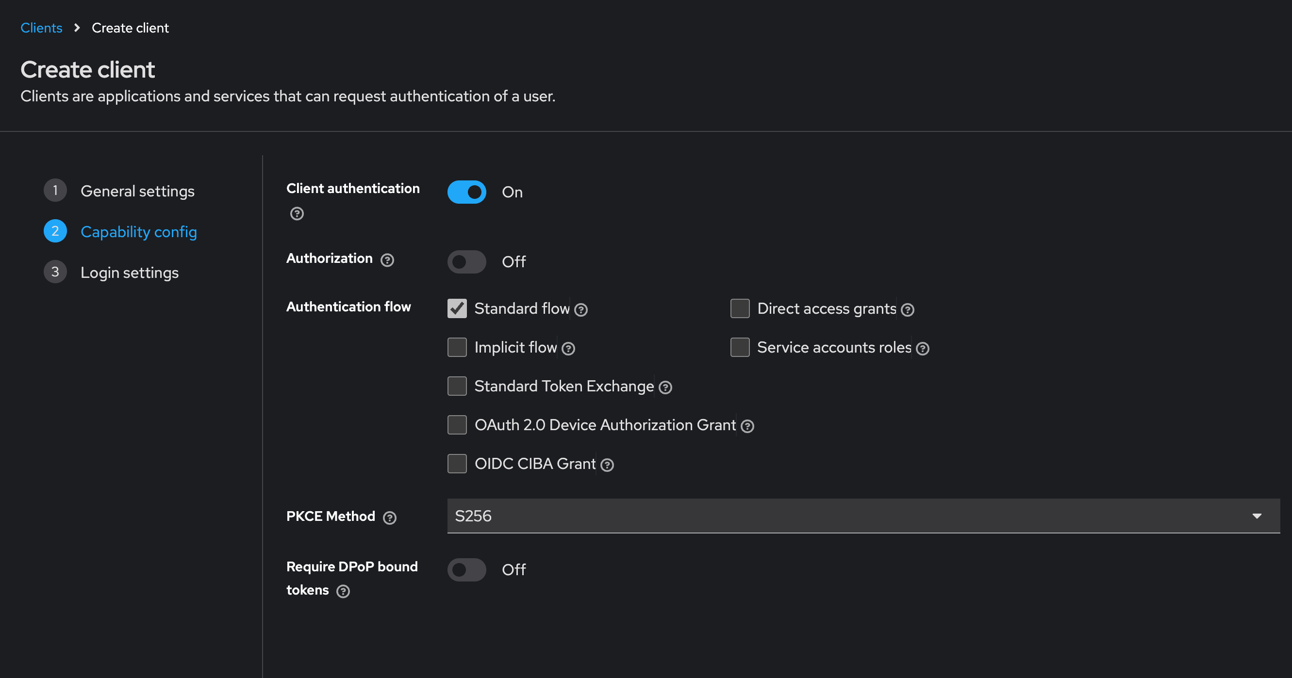 Create Client Capability Config