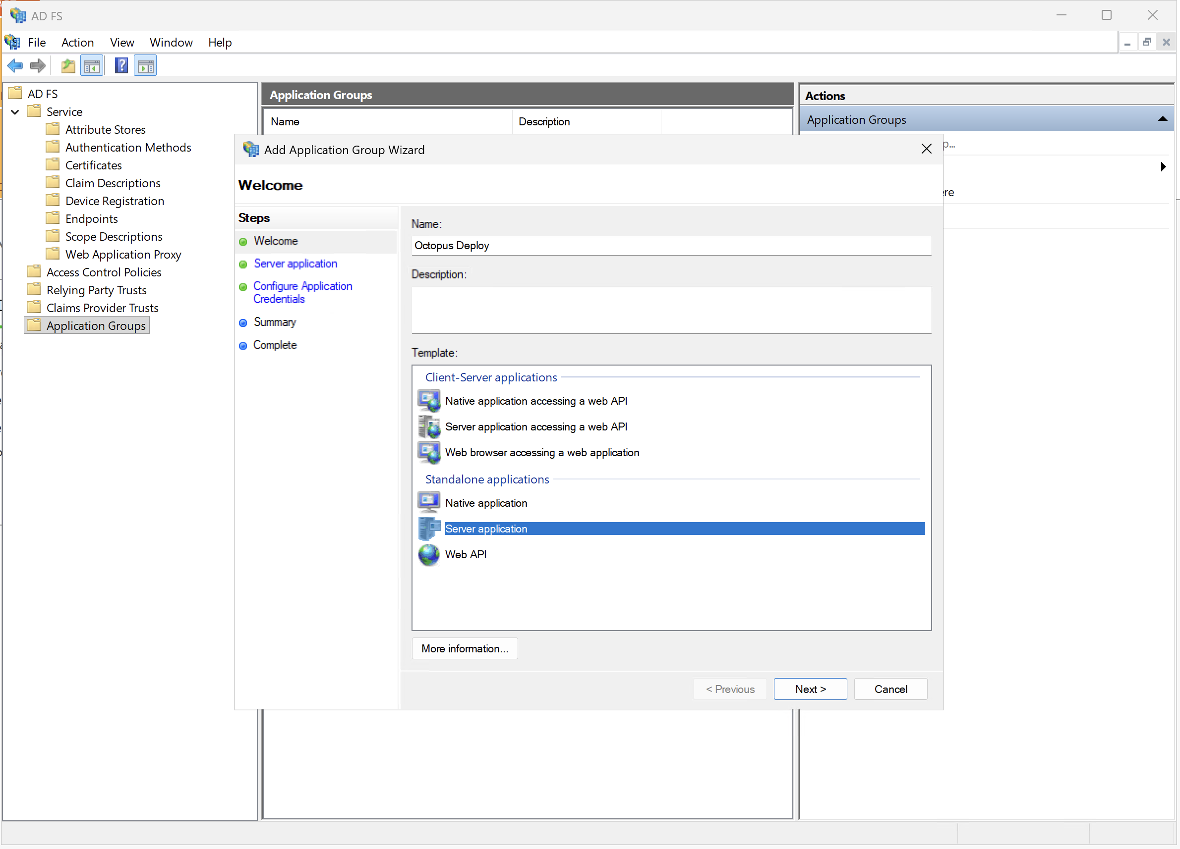 Add an Application Group